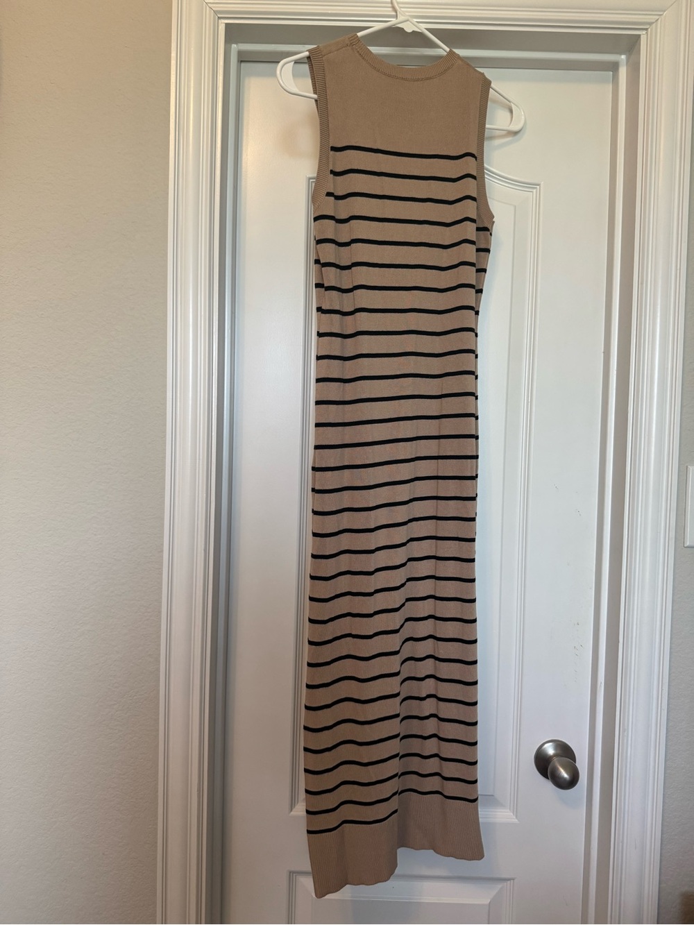 SHEIN Beige and Black Striped Maxi Dress